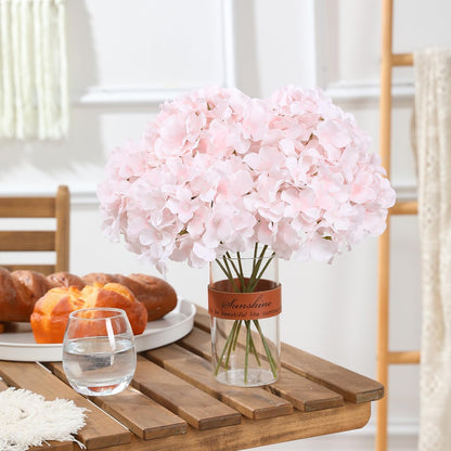 12 Pcs Realistic Hydrangea Artificial Flowers with Stems Pink