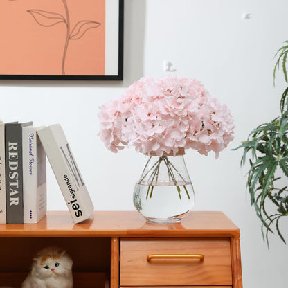 12 Pcs Realistic Hydrangea Artificial Flowers with Stems Pink