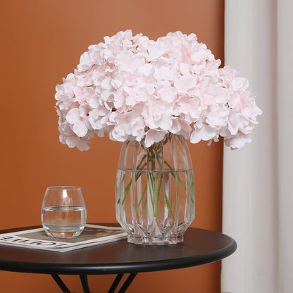 12 Pcs Realistic Hydrangea Artificial Flowers with Stems Pink