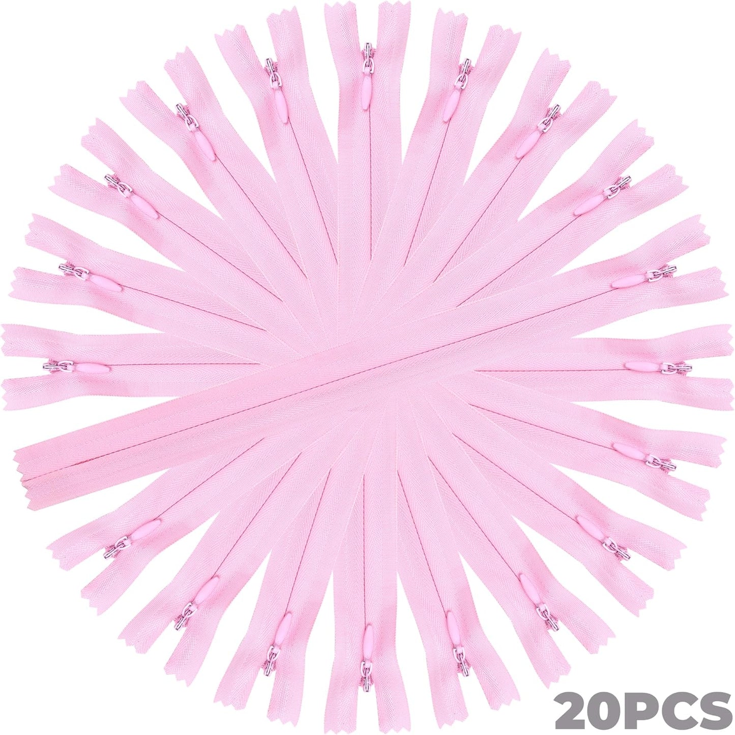 20pcs Pink Nylon Invisible Zippers Tailor Sewing Tools Garment Accessories 10 inch Invisible Zippers