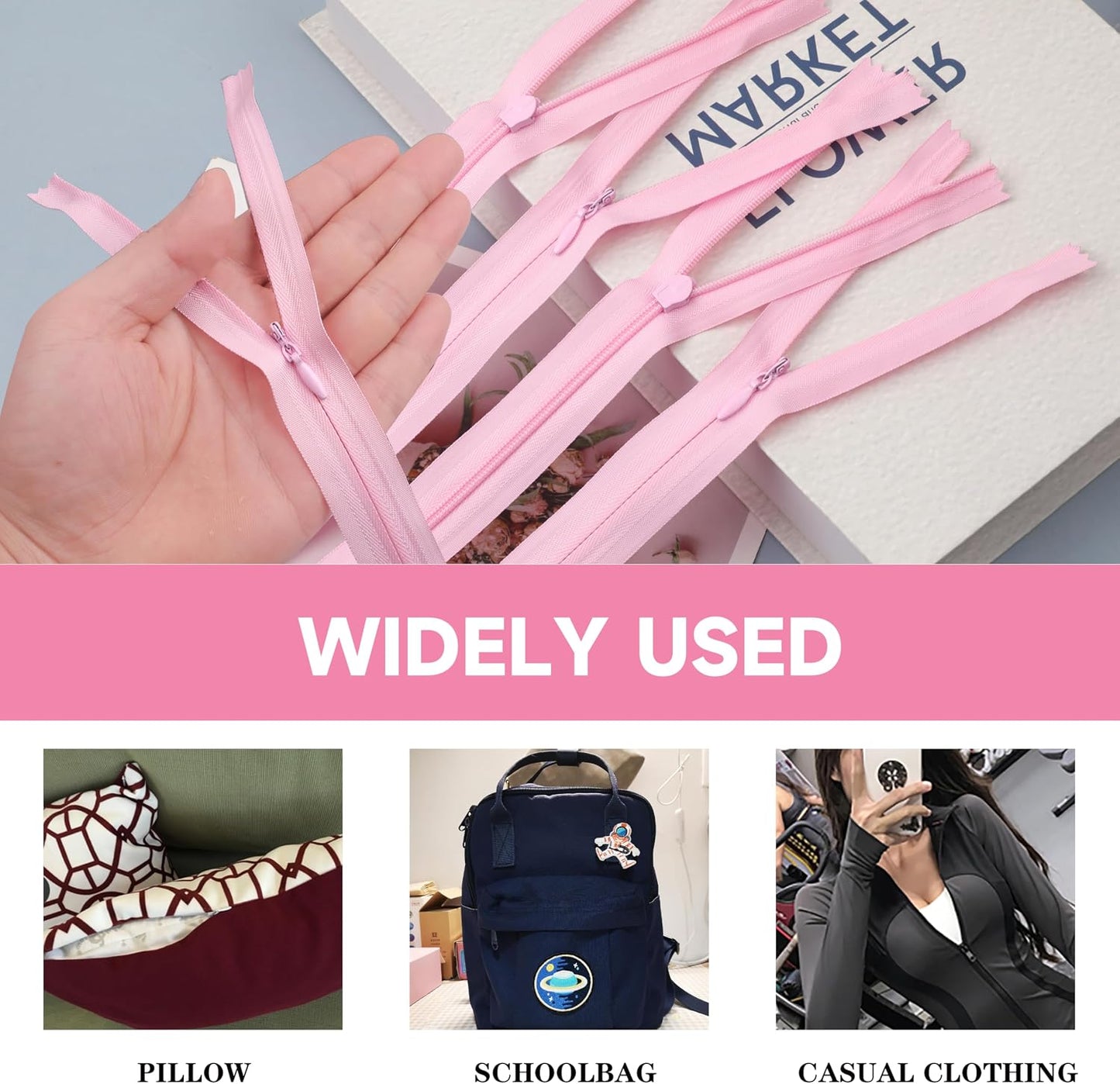 20pcs Pink Nylon Invisible Zippers Tailor Sewing Tools Garment Accessories 10 inch Invisible Zippers