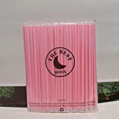 Cute Heart Shaped Pink Straws Disposable Plastic 100 Count