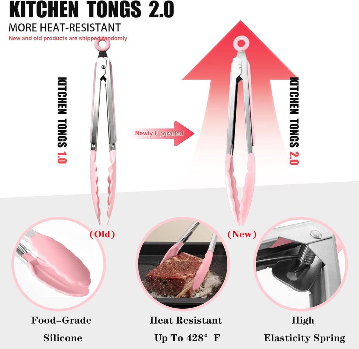 Silicone Kitchen Utensils Set - 15 Pieces Non Toxic Silicone Utensils Set For Cooking，428°F Heat Resistant Food Grade Kitchen Tools，Dishwasher Safe (Pink, 15 Piece Set)