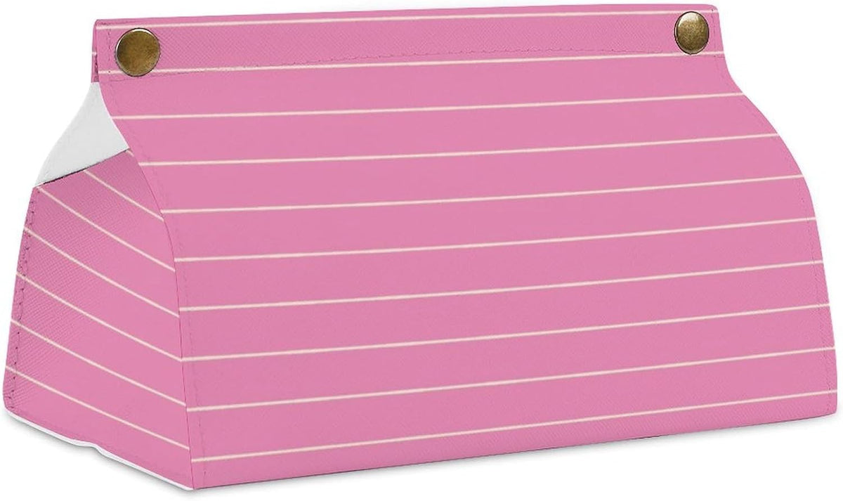Pink Stripes Geometric Pattern Tissue Box Cover PU Leather Facial Tissue Dispenser Box for Office Car & Bathroom
