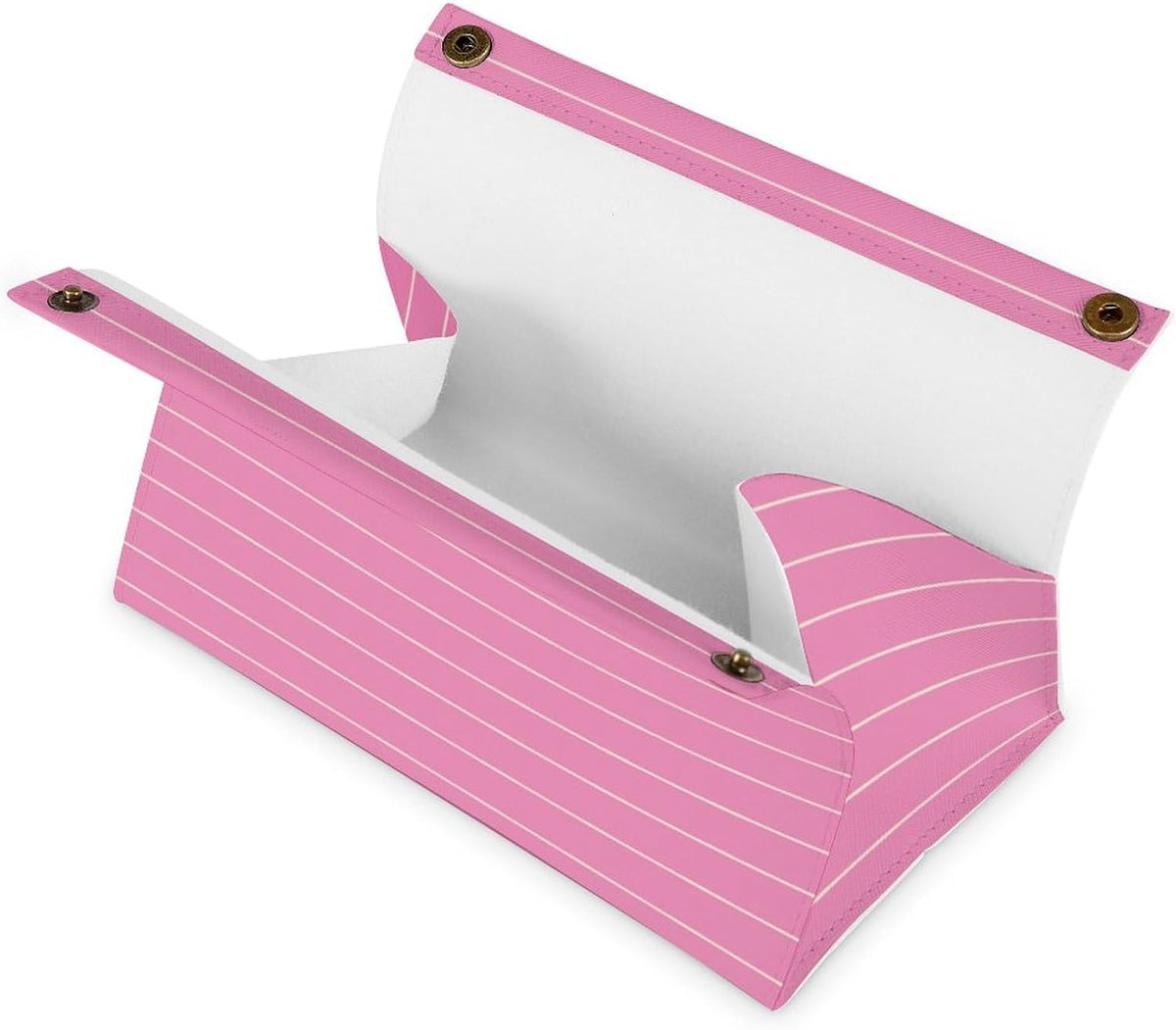 Pink Stripes Geometric Pattern Tissue Box Cover PU Leather Facial Tissue Dispenser Box for Office Car & Bathroom