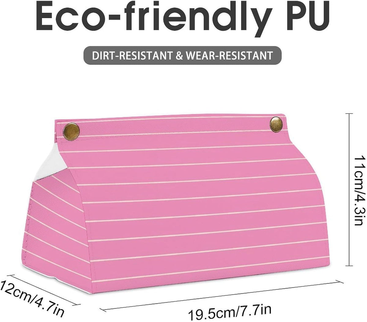 Pink Stripes Geometric Pattern Tissue Box Cover PU Leather Facial Tissue Dispenser Box for Office Car & Bathroom
