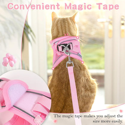 Cat Harness and Leash Set Escape Proof Walk Harness for Cats Pink XS