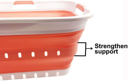 42L (11 gallon) Collapsible Plastic Laundry Basket - Foldable Pop Up Storage Container/Organizer - Space Saving Hamper/Basket (1, White/Quartz Pink)