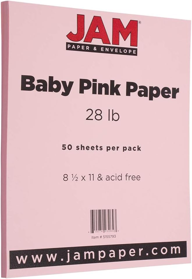 Matte 28lb Paper - 105 gsm - 8.5 x 11 - Baby Pink Pastel - 50 Sheets/Pack