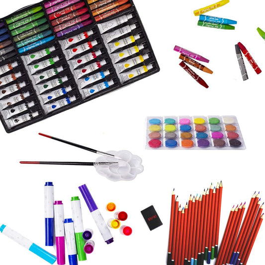Art Set, 139 Pack Painting Drawing Art Supplies Kit with 2 Sketch Pads, Double Layers Art Crafts, Colored Pencils, Oil Pastels, Watercolor Paints, Aluminum Gift Case for Artists Kids (Pink)