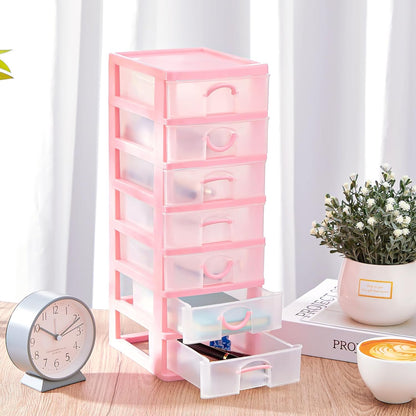 2 Pcs Small Parts Organizer Drawers Stackable 7-drawer Box, Pink