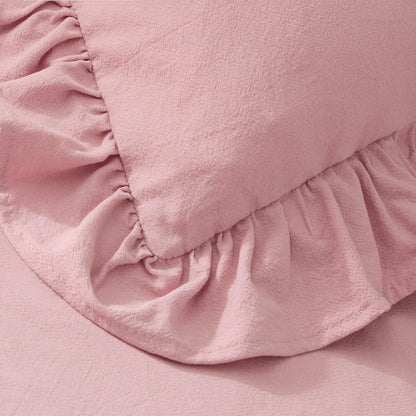 100% Cotton Ruffles 12x20 Inch Lumbar Pillow Cover 1 Pack, Pink