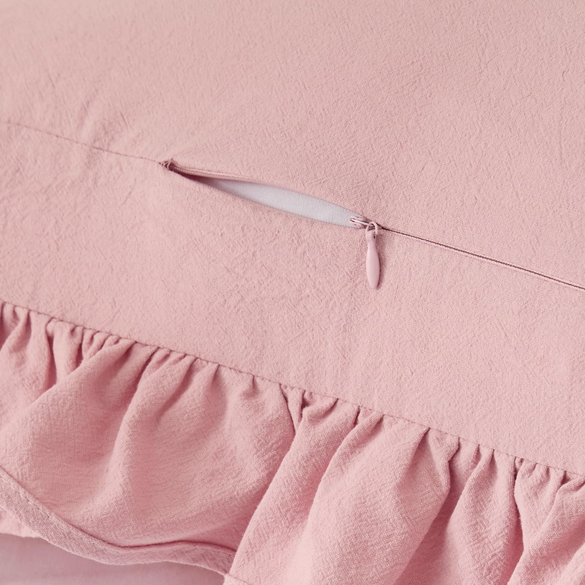 100% Cotton Ruffles 12x20 Inch Lumbar Pillow Cover 1 Pack, Pink