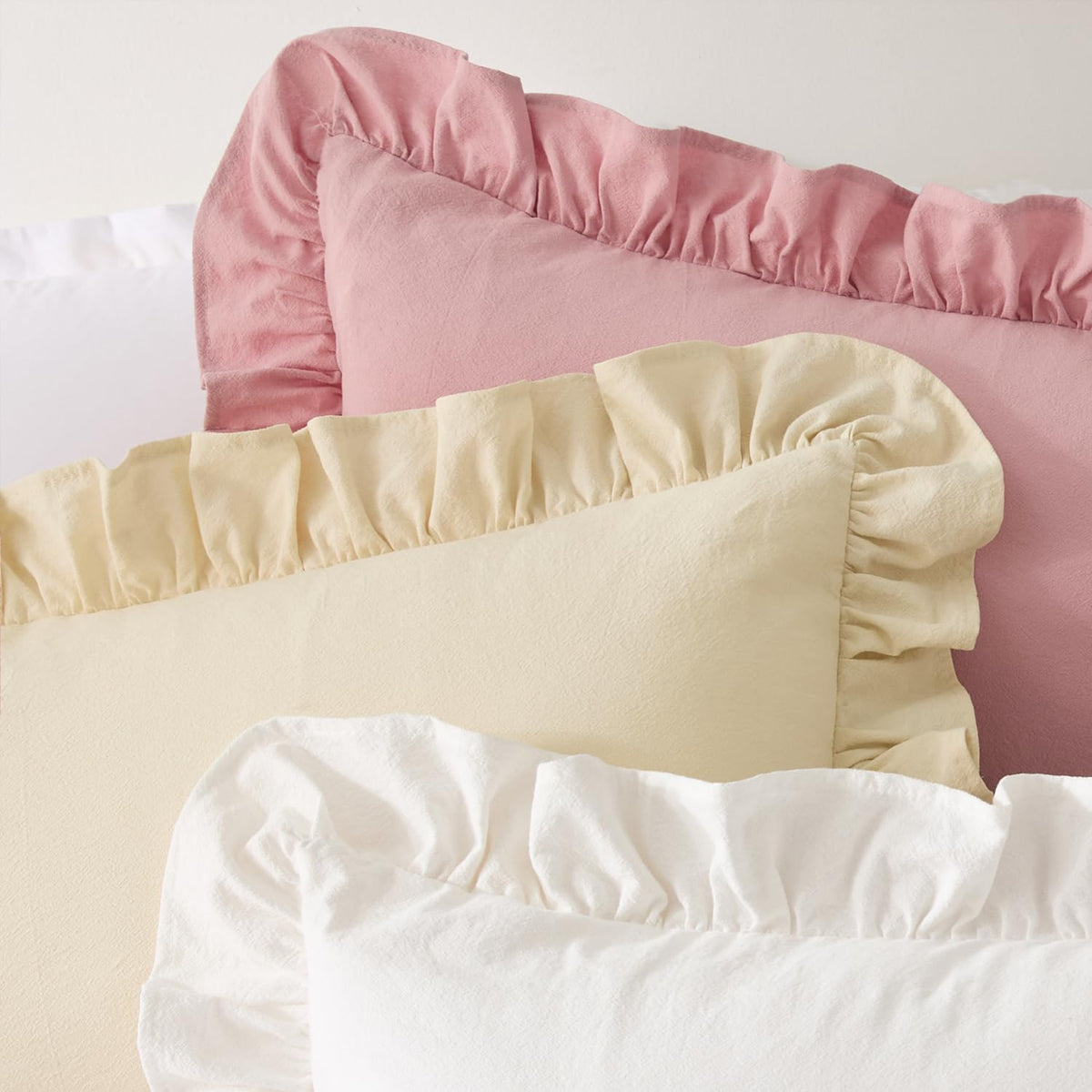 100% Cotton Ruffles 12x20 Inch Lumbar Pillow Cover 1 Pack, Pink