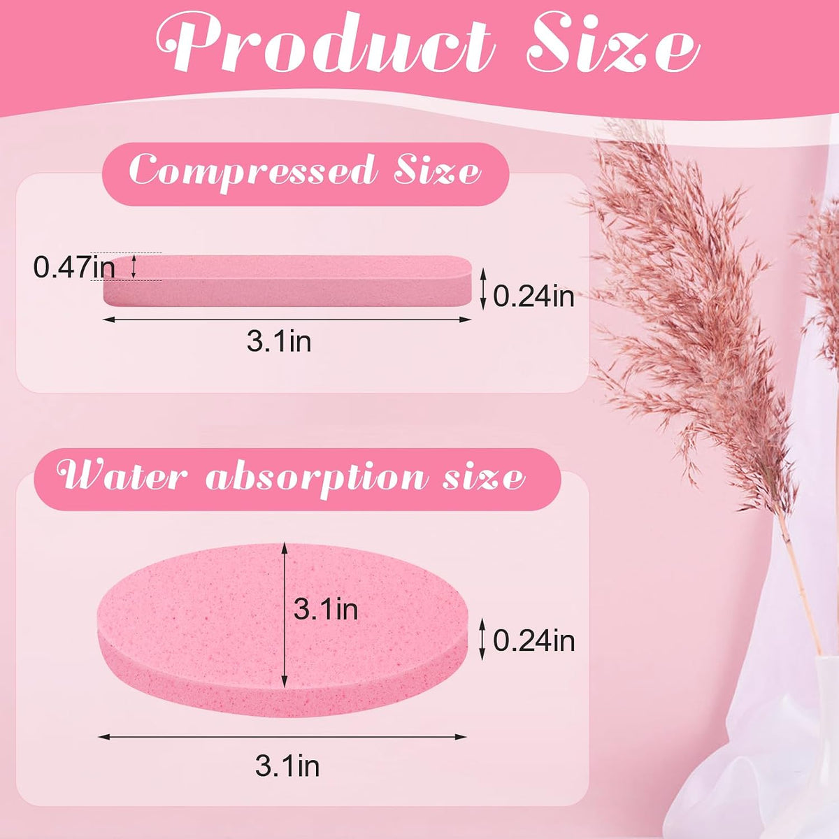 Luxiv 120 Pcs Pink Compressed Facial Sponges, Cleansing Estheticians Sponge