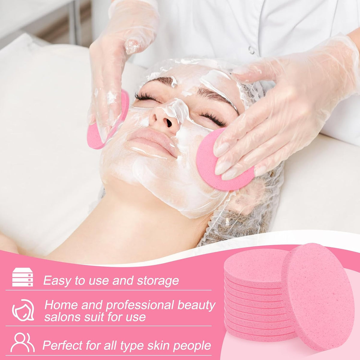 Luxiv 120 Pcs Pink Compressed Facial Sponges, Cleansing Estheticians Sponge