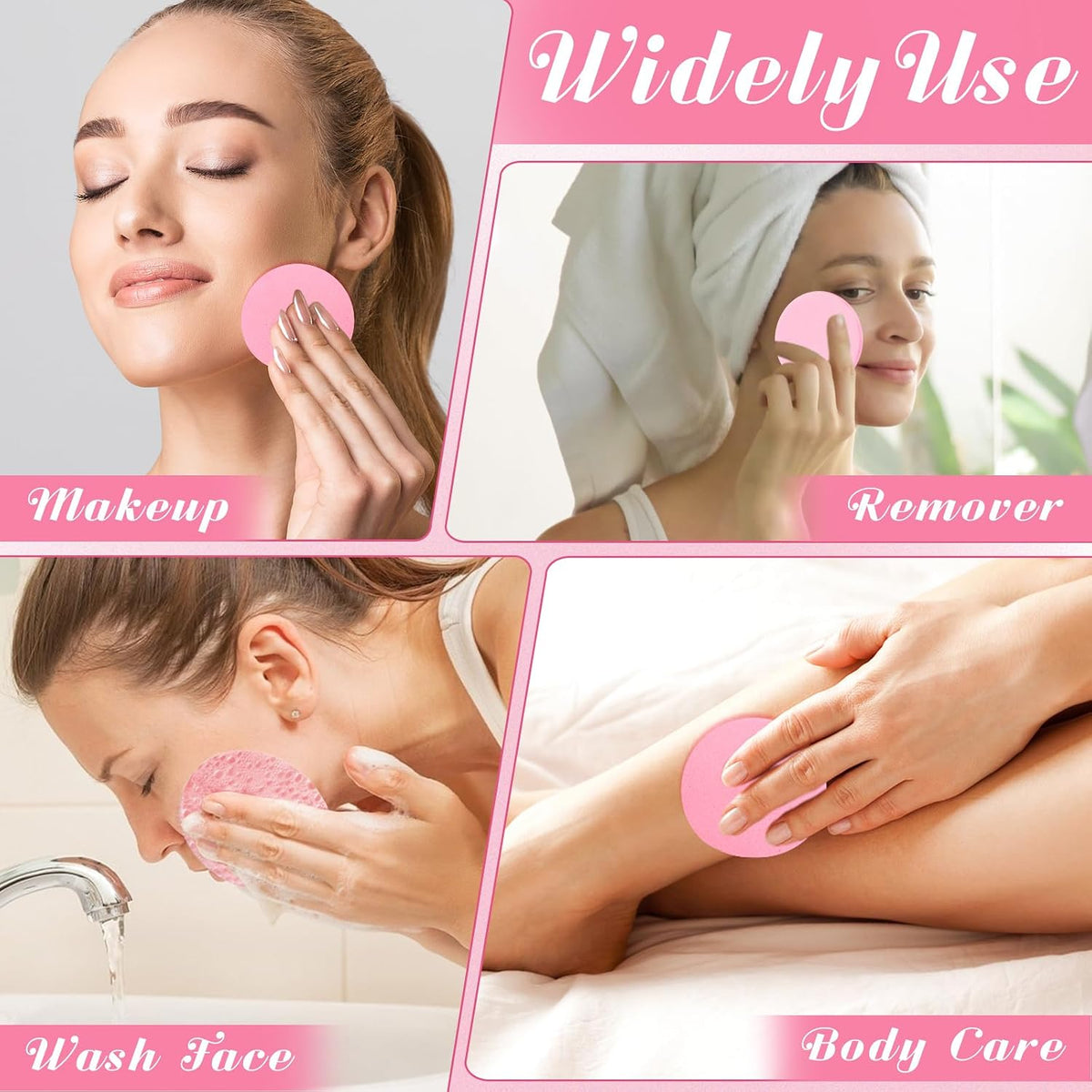 Luxiv 120 Pcs Pink Compressed Facial Sponges, Cleansing Estheticians Sponge