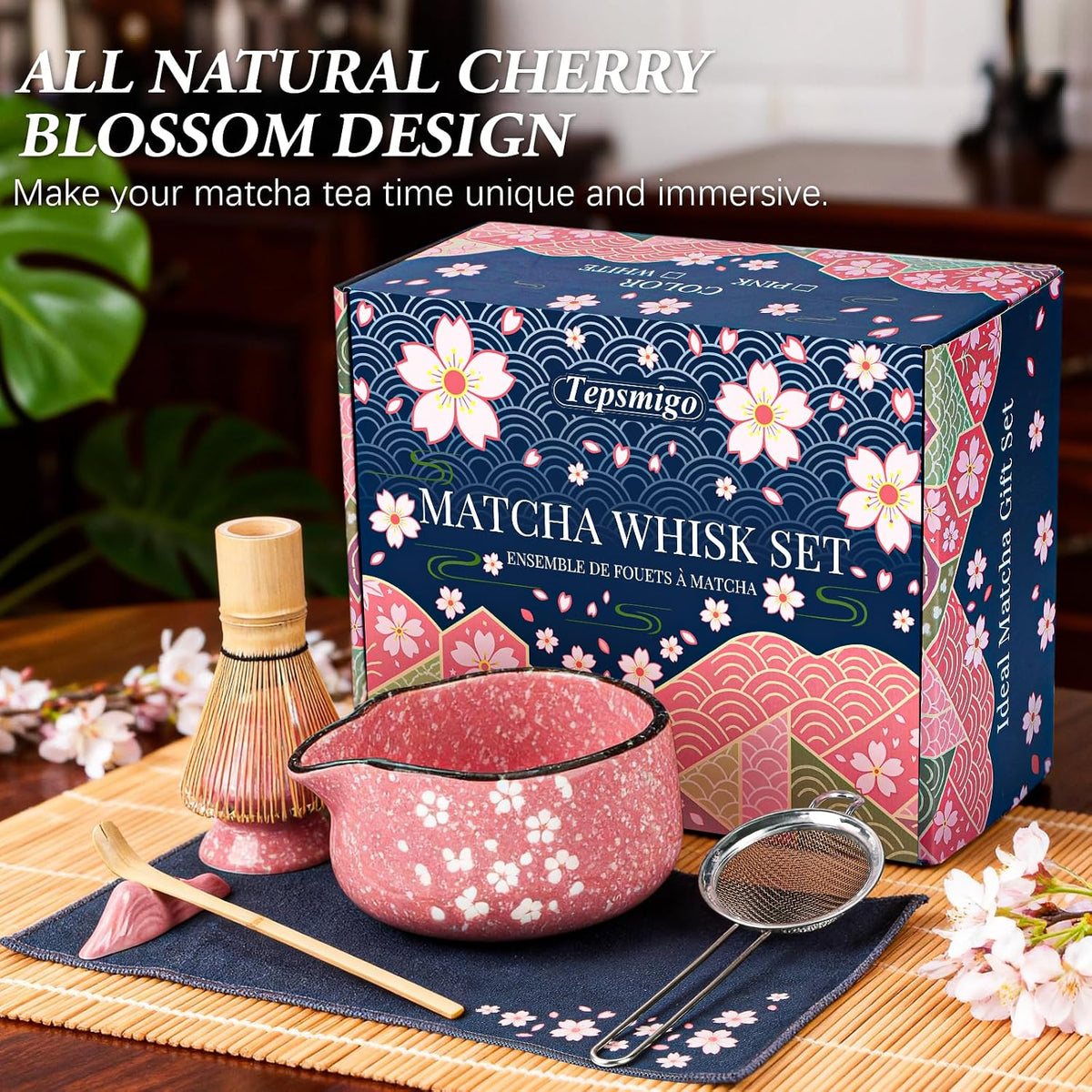 Matcha Whisk Set 7 Pcs Matcha Bowl Bamboo Whisk Kit Gift for Tea Lovers