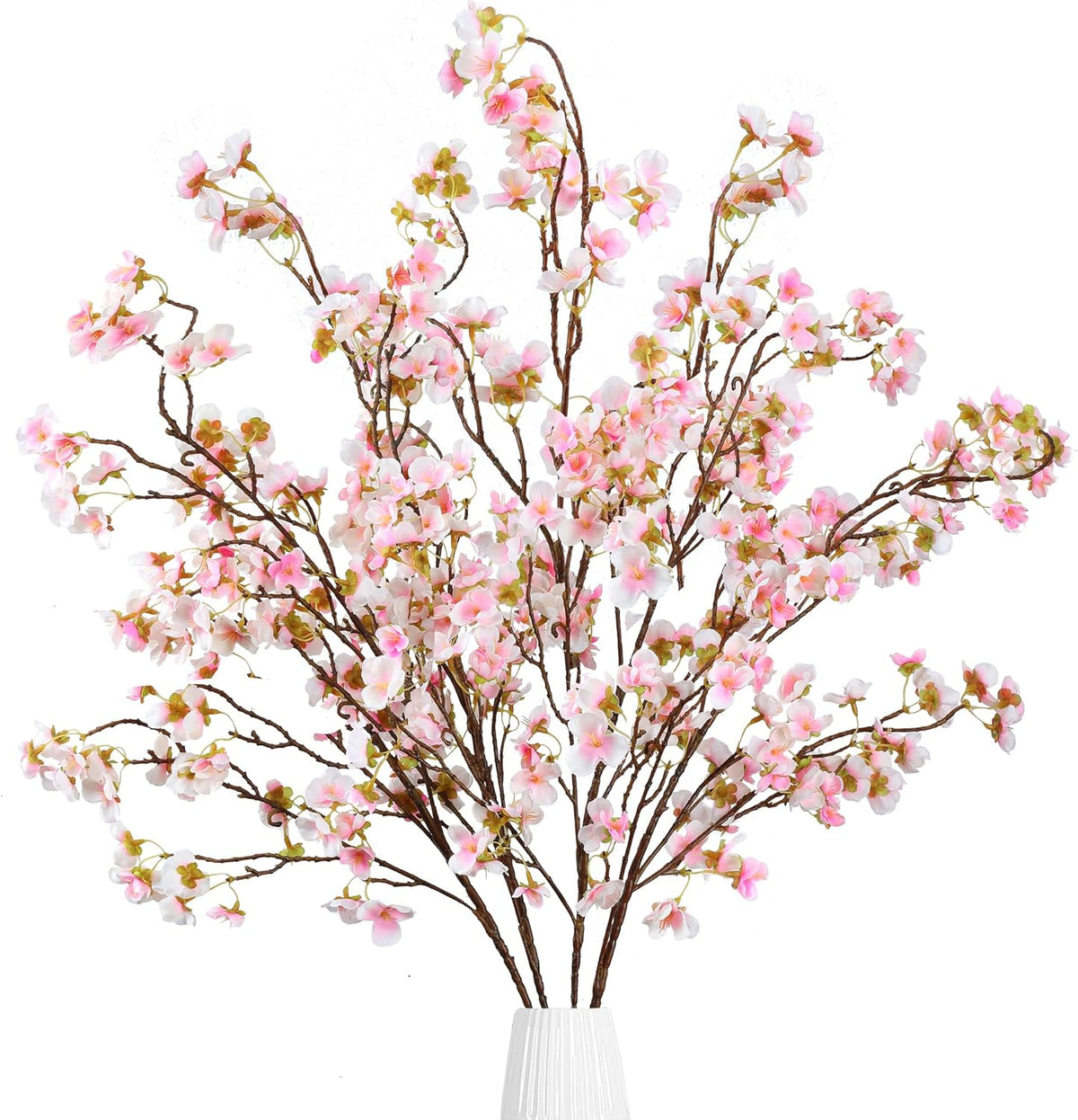 Artificial Cherry Blossom Flowers 4 Pcs Faux Cherry Blossom Stems Faux Silk Cherry Blossom Branches 41’’ Fake Flowers Long Stems for Vase Arrangements Home Wedding Table Decor (Pink)