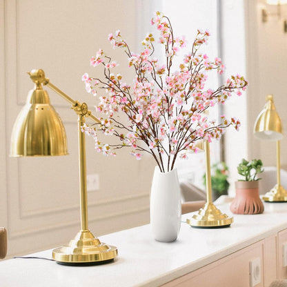 Artificial Cherry Blossom Flowers 4 Pcs Faux Cherry Blossom Stems Faux Silk Cherry Blossom Branches 41’’ Fake Flowers Long Stems for Vase Arrangements Home Wedding Table Decor (Pink)