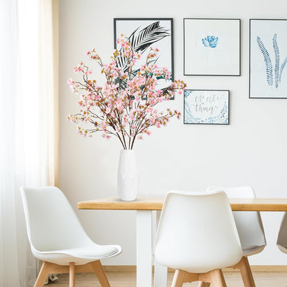 Artificial Cherry Blossom Flowers 4 Pcs Faux Cherry Blossom Stems Faux Silk Cherry Blossom Branches 41’’ Fake Flowers Long Stems for Vase Arrangements Home Wedding Table Decor (Pink)