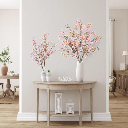 Artificial Cherry Blossom Flowers 4 Pcs Faux Cherry Blossom Stems Faux Silk Cherry Blossom Branches 41’’ Fake Flowers Long Stems for Vase Arrangements Home Wedding Table Decor (Pink)