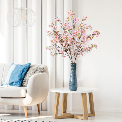 Artificial Cherry Blossom Flowers 4 Pcs Faux Cherry Blossom Stems Faux Silk Cherry Blossom Branches 41’’ Fake Flowers Long Stems for Vase Arrangements Home Wedding Table Decor (Pink)