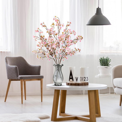 Artificial Cherry Blossom Flowers 4 Pcs Faux Cherry Blossom Stems Faux Silk Cherry Blossom Branches 41’’ Fake Flowers Long Stems for Vase Arrangements Home Wedding Table Decor (Pink)