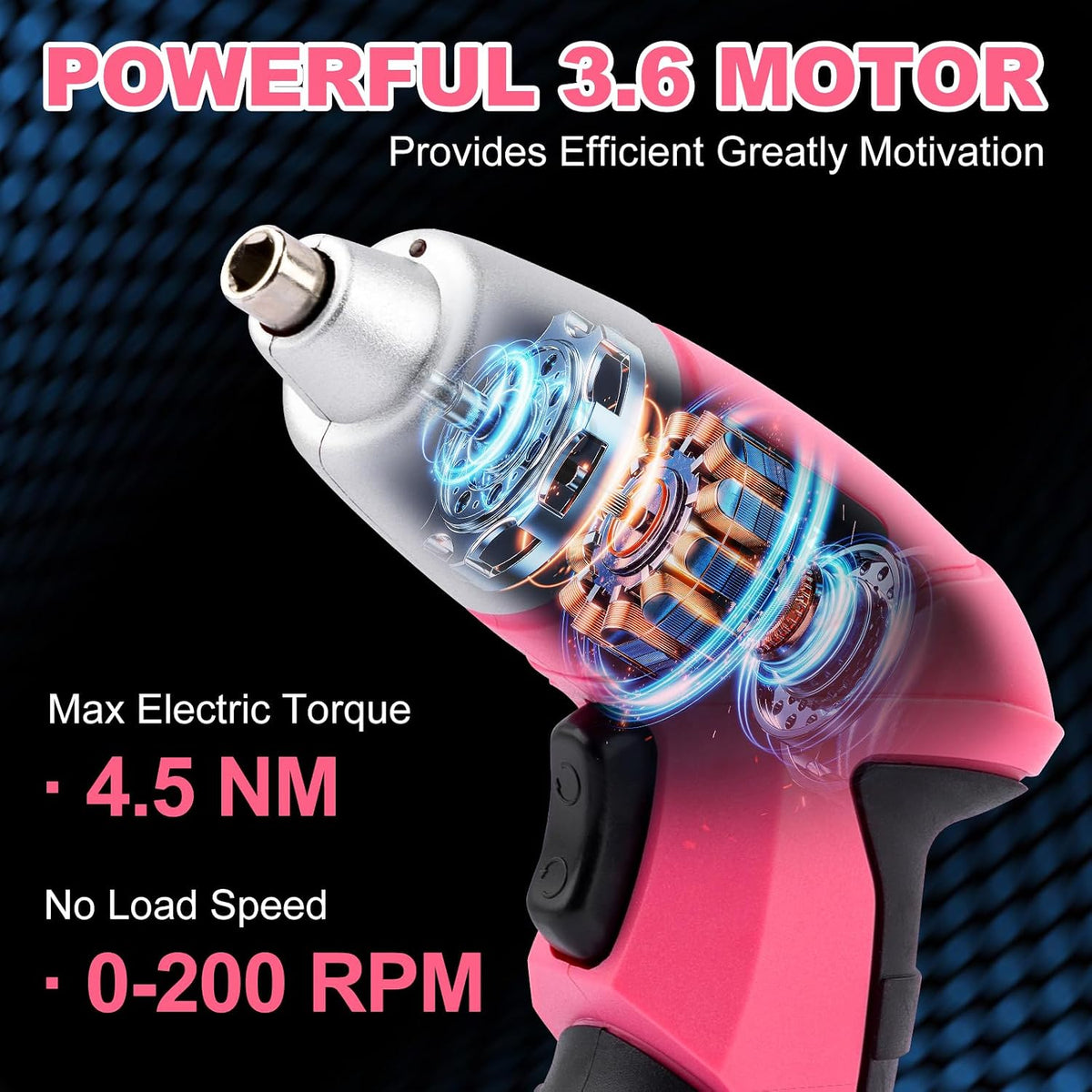 Electric Screwdriver 116pc 3.6V Pink USB Small Power Screwdriver Set. Cordless & Rechargeable with Driver Bit Set
