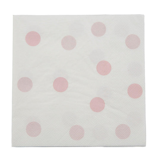 Fun Express 6 1/2" Baby Shower Pink Polka Dot Paper Luncheon Napkin - 16 Count