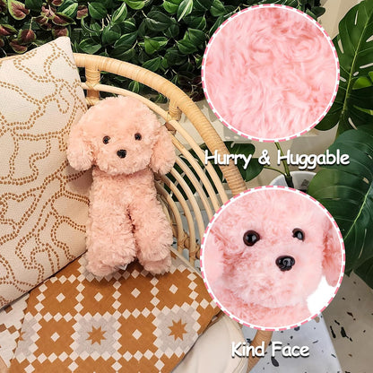 Pink Puppy Dog Stuffed Animals Plush Toys, 12.6 inches