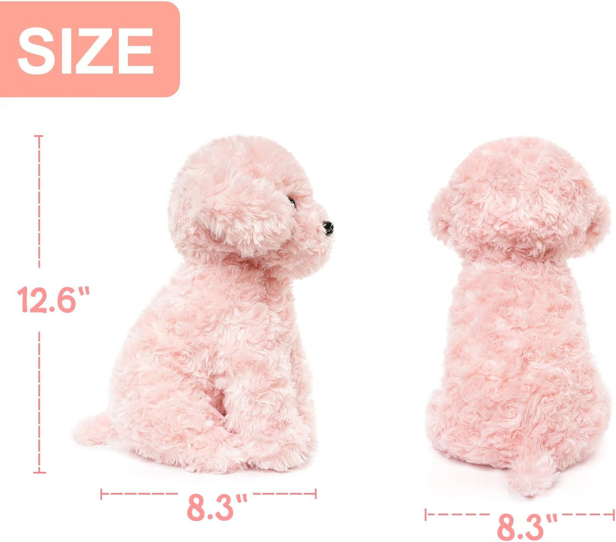 Pink Puppy Dog Stuffed Animals Plush Toys, 12.6 inches