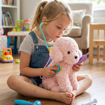 Pink Puppy Dog Stuffed Animals Plush Toys, 12.6 inches