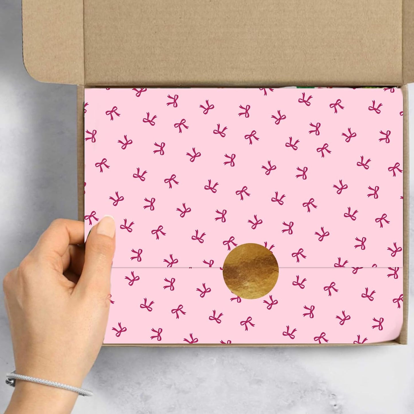 90 Sheets Bow Tissue Paper Pink White Black Coquette Cute Bowknot Art Tissue Wrapping Paper for Girl Birthday Bachelorette Bridal Shower Party DIY Craft Gift Packing, 14 x 20 Inch