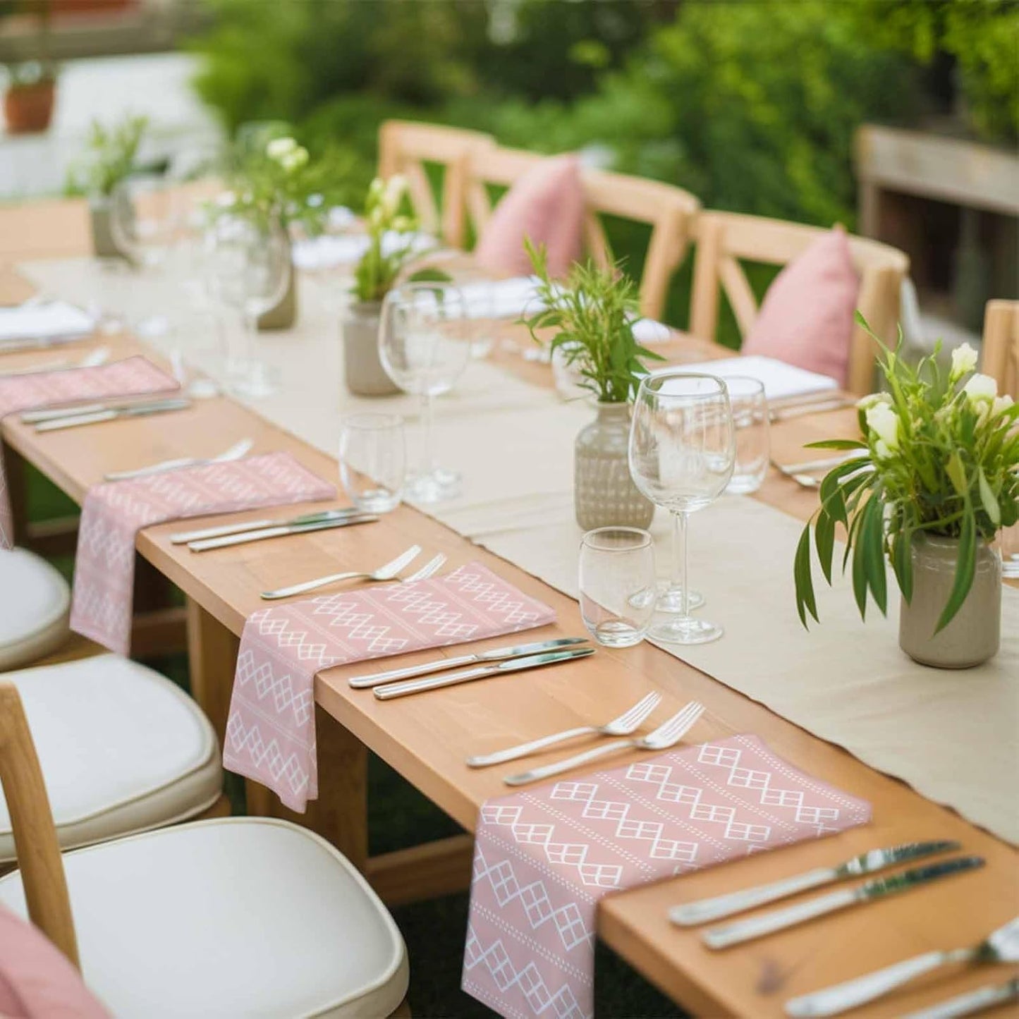 Cloth Napkins Set of 4, Geometric White Dot Square on Pink Dinner Napkins Soft Absorbent Table Napkin for Home Cocktail Party Wedding, Abstract Modern Checkered