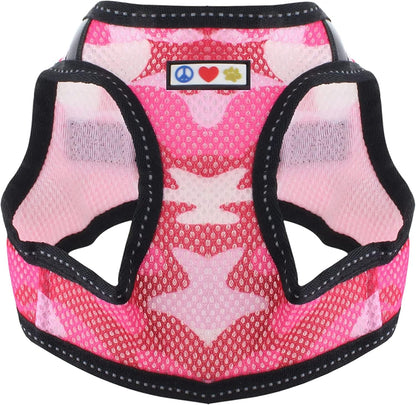 Dog Vest Harness Made with Breathable Air Mesh | All Weather Vest Harness for Extra Extra Small Puppies and Cats with Quick-Release Buckle - Extra Extra Small Pink Camo Mesh Dog Harness
