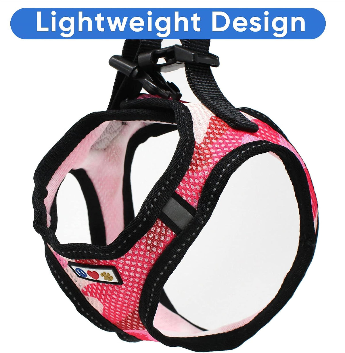 Dog Vest Harness Made with Breathable Air Mesh | All Weather Vest Harness for Extra Extra Small Puppies and Cats with Quick-Release Buckle - Extra Extra Small Pink Camo Mesh Dog Harness