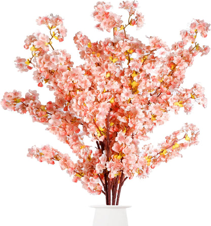 Cherry Flower Branches Plum Blossom Artificial Flowers Branches 39 Inch Branches Flowers Tree Stems for Home Wedding Party Decor (3 Pcs, Pink)