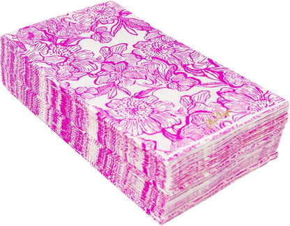 Lilly Pulitzer Disposable Decorative Paper Dinner Napkins, Napkin Holder Refill with 40 Napkins for Party (Unforgettable Pink)