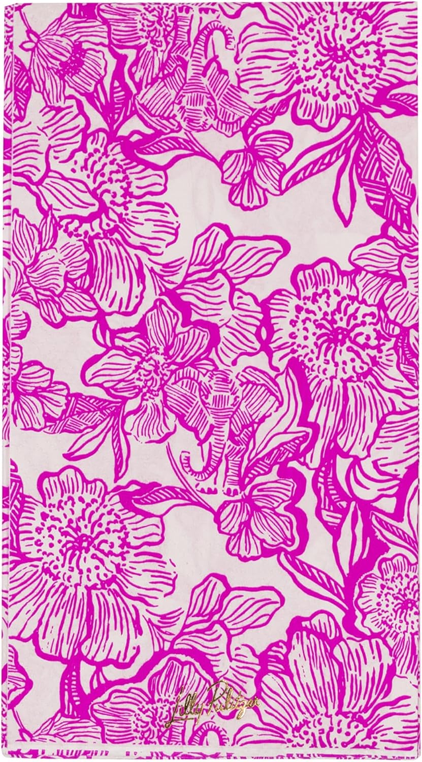 Lilly Pulitzer Disposable Decorative Paper Dinner Napkins, Napkin Holder Refill with 40 Napkins for Party (Unforgettable Pink)