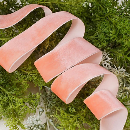 Peach Pink Velvet Ribbon, 1" Wide for Wreaths & Bows