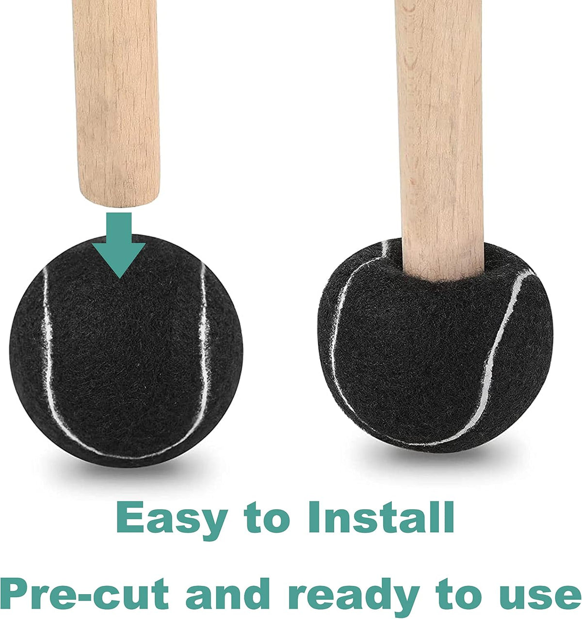 Precut Tennis Balls for Walkers, 4 PCS Heavy Duty Long Lasting Glide Balls - Precut for Easy Installation, Universal Felt Pads for Walker Legs & Furniture, Floor Protectors