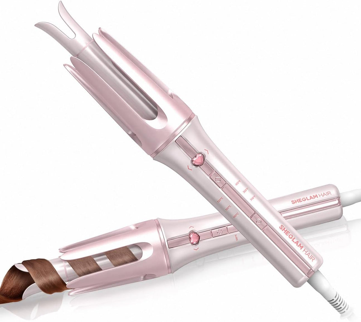 Pink Curling Iron Automatic Gift for Woman (Pink, 0.75 inch) Cupid's Charm One-Touch Instant Curler