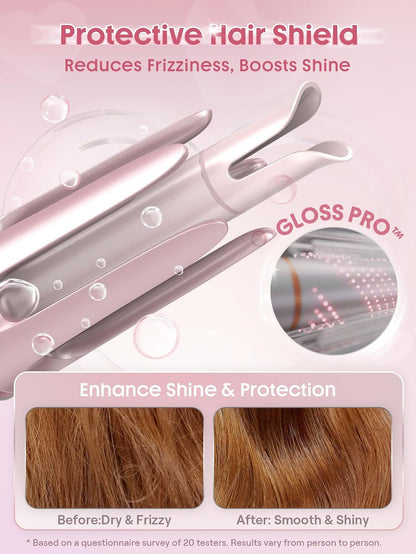 Pink Curling Iron Automatic Gift for Woman (Pink, 0.75 inch) Cupid's Charm One-Touch Instant Curler