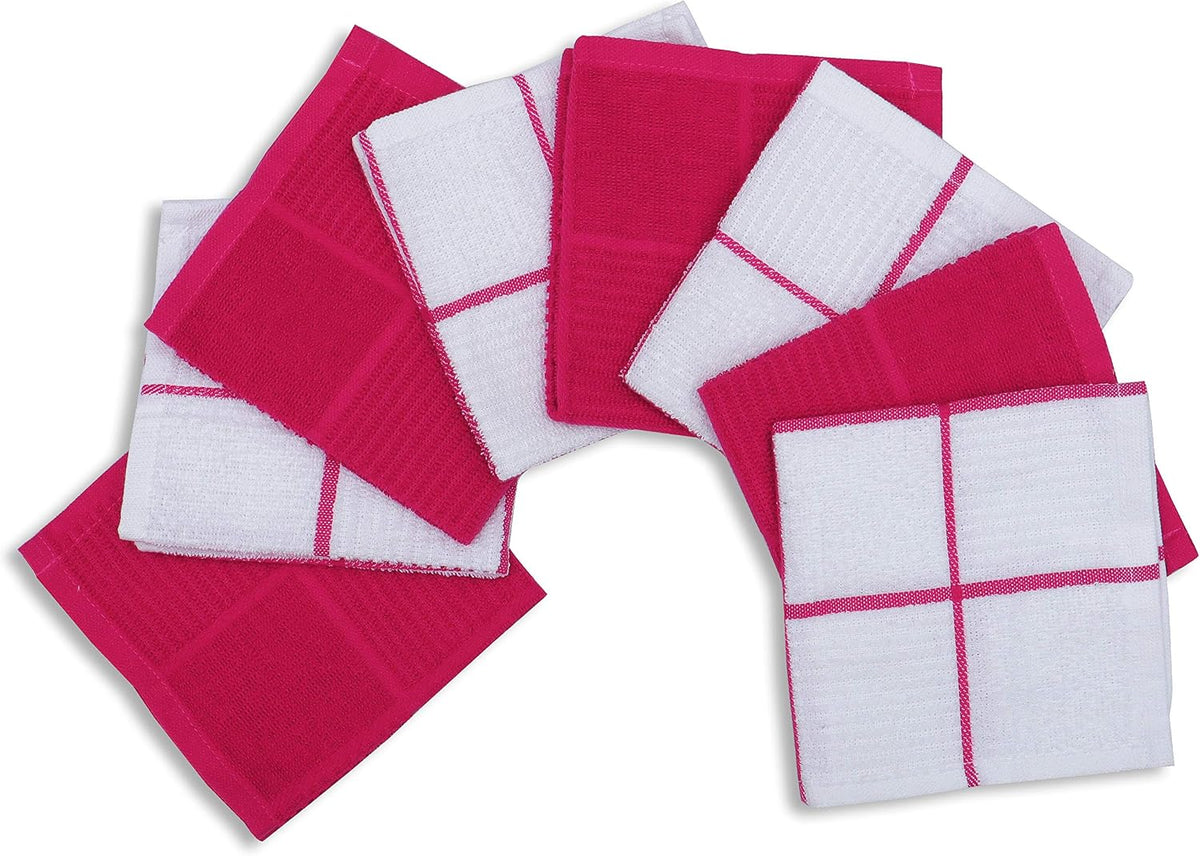 Dish Cloths for Washing Dishes Set of 8 - Highly Absorbent, Super Soft Kitchen Dishcloths - Reusable Quick Dry Dish Rags for Cleaning & Drying Kitchen Linens (12x12 Inch - Pink)
