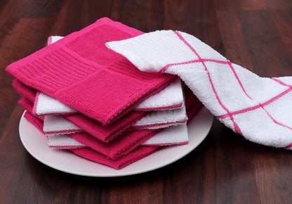 Dish Cloths for Washing Dishes Set of 8 - Highly Absorbent, Super Soft Kitchen Dishcloths - Reusable Quick Dry Dish Rags for Cleaning & Drying Kitchen Linens (12x12 Inch - Pink)