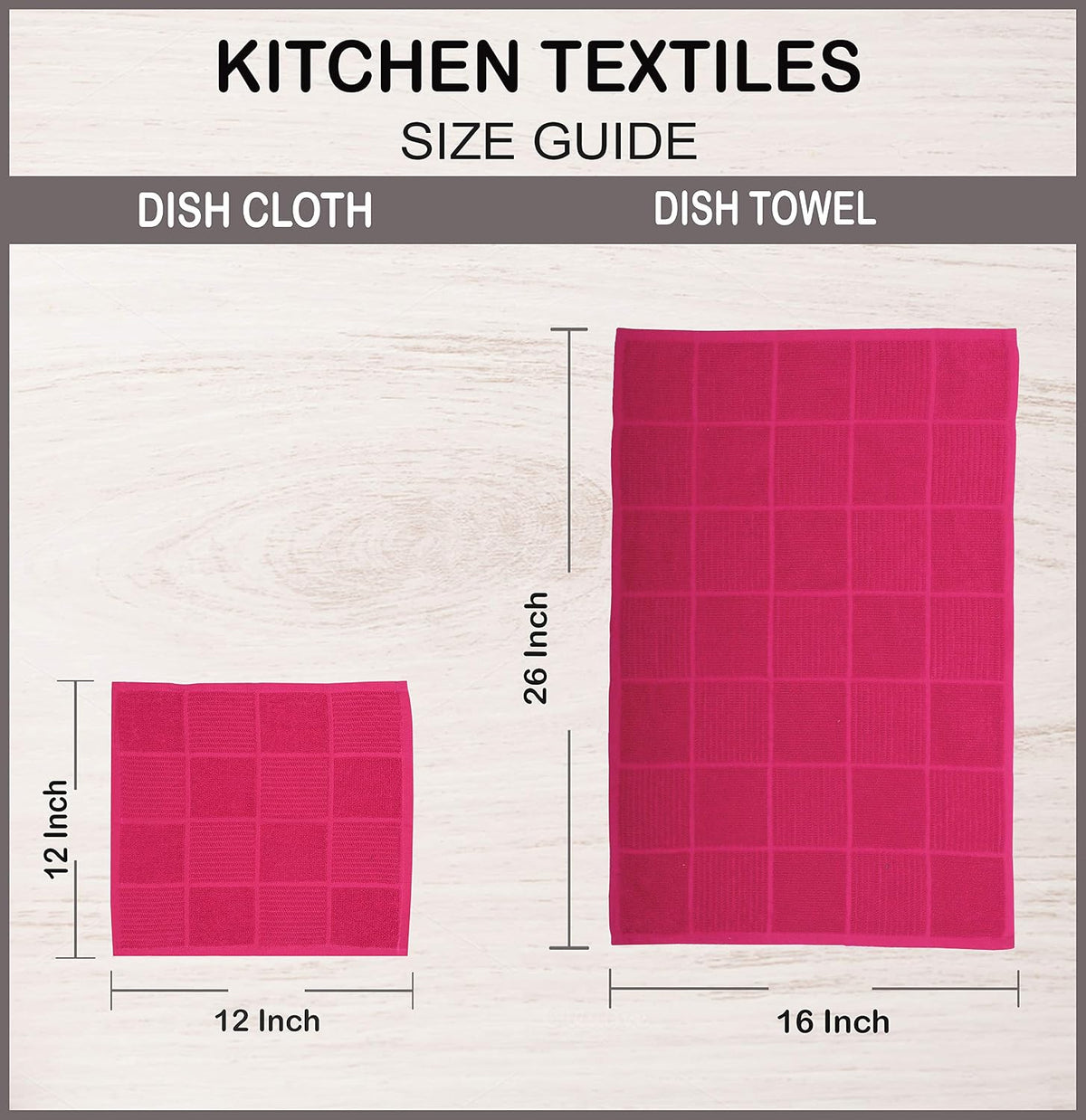 Dish Cloths for Washing Dishes Set of 8 - Highly Absorbent, Super Soft Kitchen Dishcloths - Reusable Quick Dry Dish Rags for Cleaning & Drying Kitchen Linens (12x12 Inch - Pink)