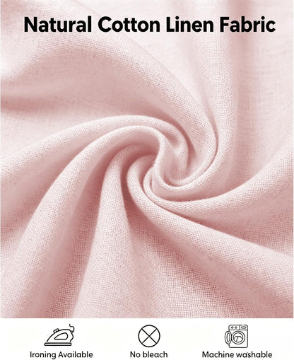 Table Cloth Rectangle Table Heavy Duty Cotton Linen Tablecloth Farmhouse Boho Waterproof Wrinkle Free Tables Cover with Tassel for Kitchen Dining Holiday Party, Pink, 55" x 75"