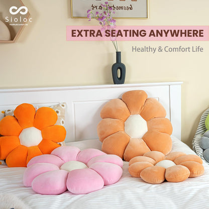 Sioloc Flower Shaped Throw Pillow Butt Cushion, Seating Cushion, Cute Room Decor & Plush Pillow for Bedroom Sofa Chair (Blush, 15.7")
