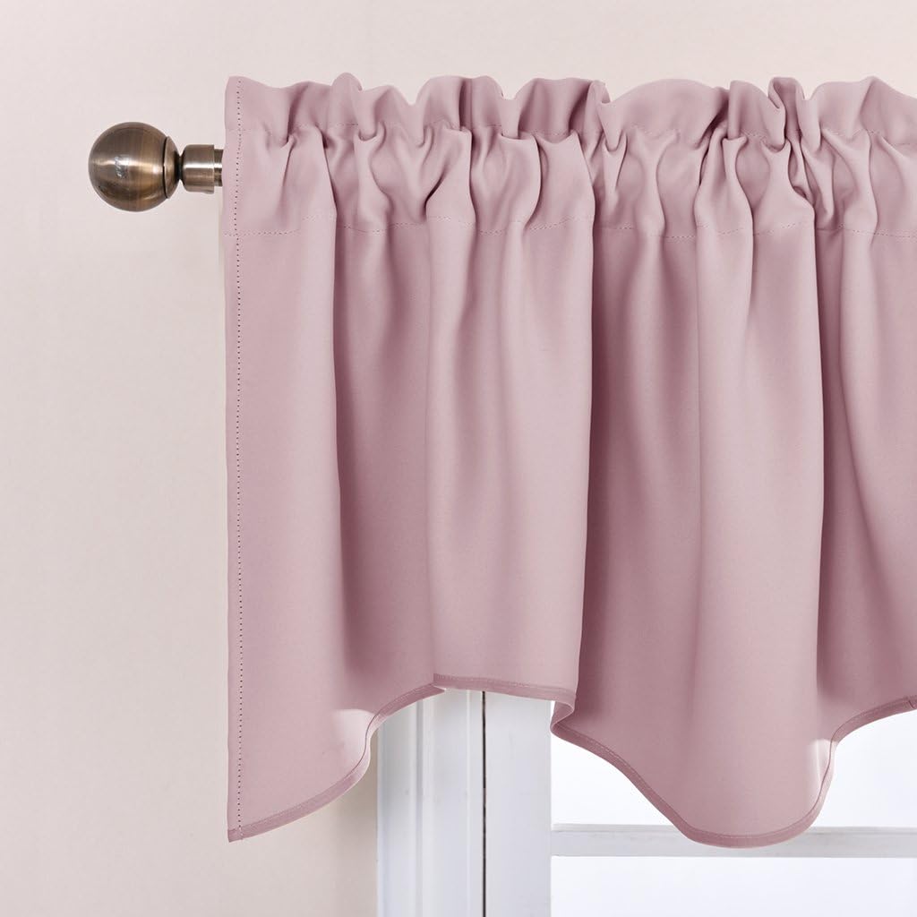 Room Darkening Valance for Girls - Lovely Cute 52 inches by 18 inches Scalloped Valance Window Curtains for Baby Nursery/Girls Bedroom/Dorm (Lavender Pink=Baby Pink, Single Piece)